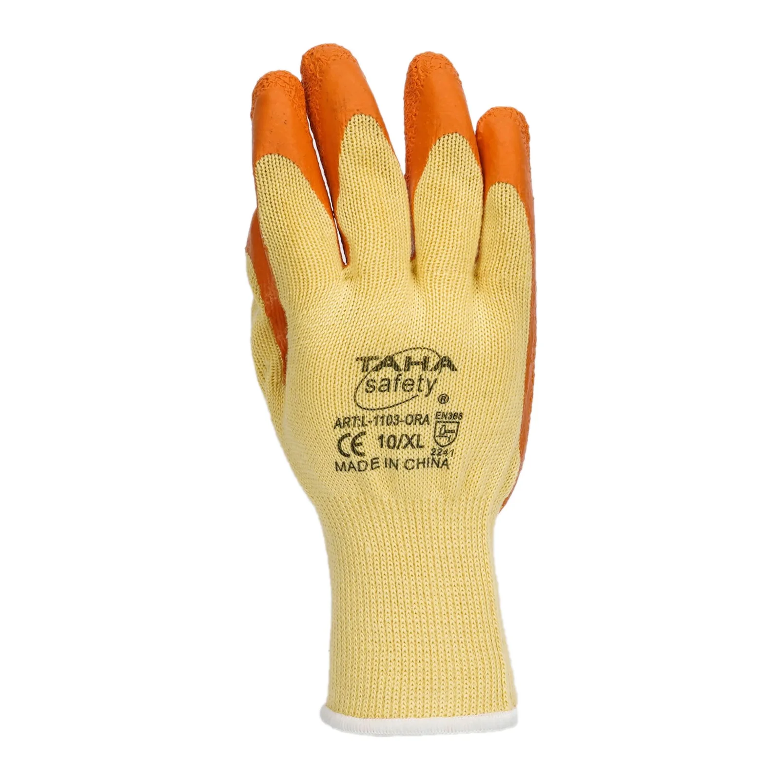 Gants tricotés enduits latex orange